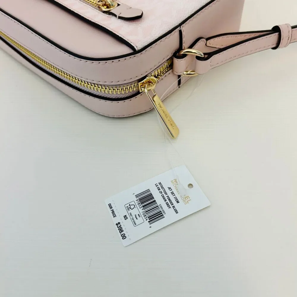 Michael Kors Purse Jet Set Ombré Signature Logo Crossbody Body Bag Powder Blush